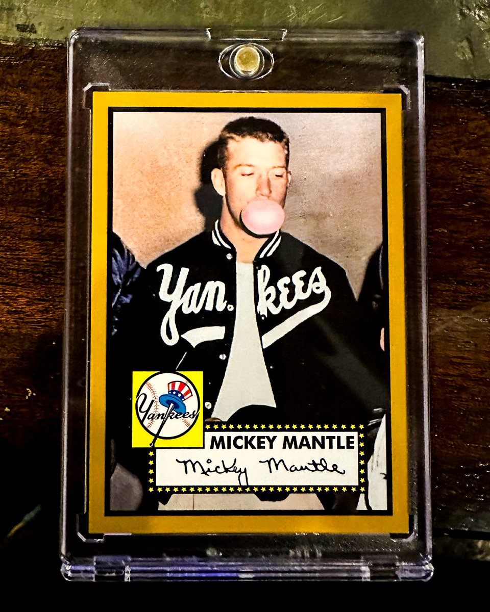 Mickey Mantle's "Through The Years Golden Mirror" trading card  These  cards depict what iconic rookie cards would look like as image variations.  The ultra-rare insert features just 5 players: Mickey Mantle,