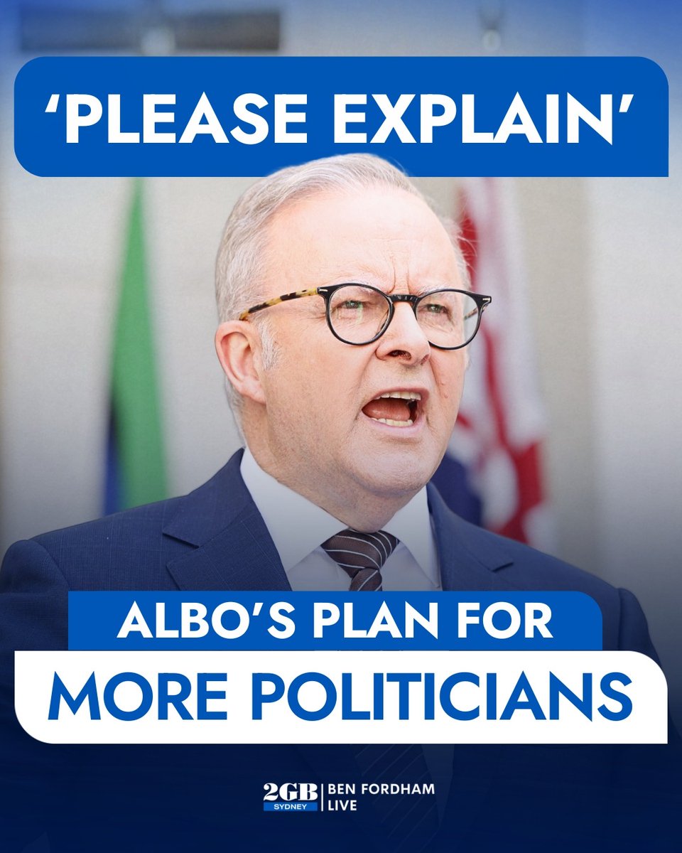 Can you believe this?

The Prime Minister thinks we need more politicians.

He wants to add more than 40 MPs and Senators.

Listen to the details HERE.

🎧omny.fm/shows/ben-ford…🎧
