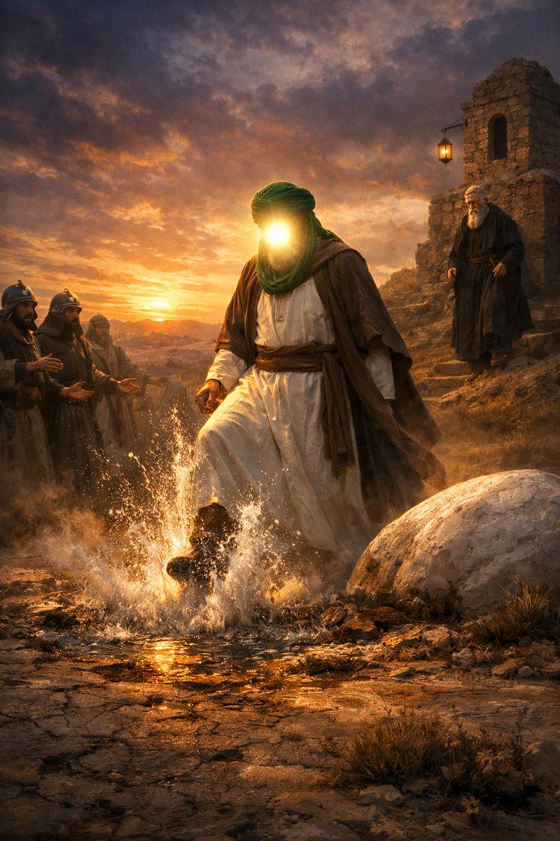 Najm072's tweet photo. 🌌  | أمير المؤمنين وعين مريم ومعرفة الراهب له ✨
⸻

⚔️ لما رجع أمير المؤمنين عليه السلام 
من وقعة الخوارج
🌍 اجتاز بأرض يقال لها الزوراء

👑 فقال لأصحابه:
⚠️ «إنها الزوراء فسيروا وجنبوا عنها، 
فإن الخسف أسرع إليها من الوتد في النخالة»

🚶‍♂️ فساروا حتى بلغ موضعاً من أرضها
❓ فسأل: ما هذه الأرض؟
📍 قيل: أرض نجران
📍 وقيل: أرض سباخ

👑 فقال:
↪️ جنبوا عنها ويمنوا

⛪ فإذا بهم يرون راهباً في صومعته

👑 فناداه:
⬇️ «يا راهب انزل ههنا»

🧎‍♂️ فقال الراهب:
🚫 لا تنزل هذه الأرض بجيشك

👑 قال: ولمَ؟

📖 قال الراهب:
✨ لأنه لا ينزلها إلا نبي أو وصي نبي بجيشه
⚔️ يقاتل في سبيل الله
📜 هكذا نجد في كتبنا

👑 فقال:
🌟 «فأنا وصي سيد الأنبياء، وأنا سيد الأوصياء»

👴 قال الراهب متثبتاً:
🔎 فأنت أصلع قريش 
ووصي محمد صلى الله عليه وآله؟

👑 قال: «أنا ذلك»

💫 فنزل الراهب مسرعاً وقال:
📖 خذ علي شرائع الإسلام
🔹 فقد وجدت في الإنجيل نعتك
🔹 وإنك تنزل أرض براثا
🔹 بيت مريم وأرض عيسى عليهما السلام

👑 فقال له الإمام:
✋ قف ولا تخبرنا بشيء

👣 ثم سار إلى موضع معين
👑 وقال:
🪨 «الكزوا هذا»

👣 فركله برجله الشريفة

💧 فانبجست عين ماء حارة

👑 قال:
✨ «هذه عين مريم التي انبعت لها»

📏 ثم قال:
🔎 «اكشفوا هاهنا على سبعة عشر ذراعاً»

⛏️ فكشفوا

🤍 فإذا بصخرة بيضاء عظيمة

👑 فقال:
«على هذه 
وضعت مريم عيسى من عاتقها وصلت هاهنا»

👑 ثم قال:
🌟 «أرض براثا، هذا بيت مريم عليها السلام
✨ هذا الموضع المقدس
🕊️ صلى فيه الأنبياء»

⸻

🌌 هكذا تجلت المعرفة الموروثة من الأنبياء
📖 وشهدت كتب أهل الكتاب بوصي خاتم المرسلين
💧 وخرجت عين مريم شاهدة
🪨 وبقيت الصخرة آية
🌿 على أن الأرض تعرف أولياء الله.

✍️ | سيد هاشم البحراني
📖 | مدينة المعاجز