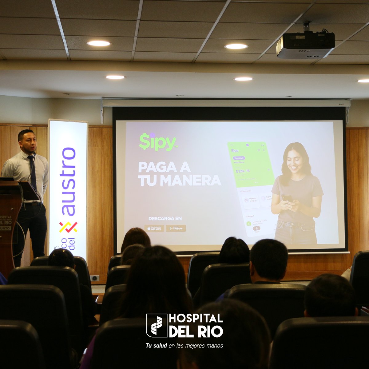 HospitaldelRio's tweet image. Hoy se realizó en #HospitalDelRío la presentación de #Sipy la nueva billetera digital de @BancodelAustro 

Una forma ágil de hacer pagos y cobros.

#TuSaludEnLasMejoresManos