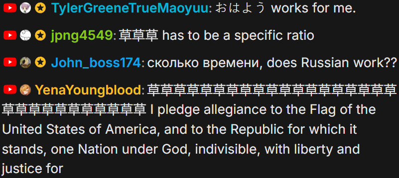 New discovery: the comment has to be a specific ratio of another language. Meaning, the more English you have in your comment, the more of another language you also need in that same comment LOOL