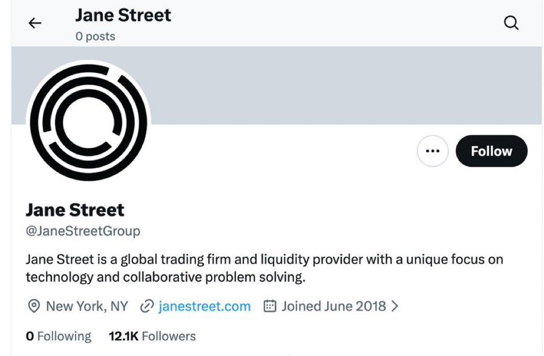 【速報】🚨Jane Street、市場操作訴訟を受けて公式Xからすべての投稿を削除