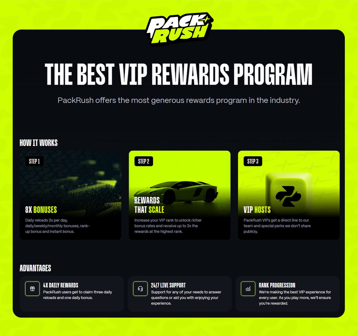 When we say you are a VIP, we actually mean it 😎

✅ 8x unique bonuses
✅ Real humans you can talk to in our 24/7 live support
✅ Rank progression + Benefits
✅ Special VIP Perks

…and more! 💚