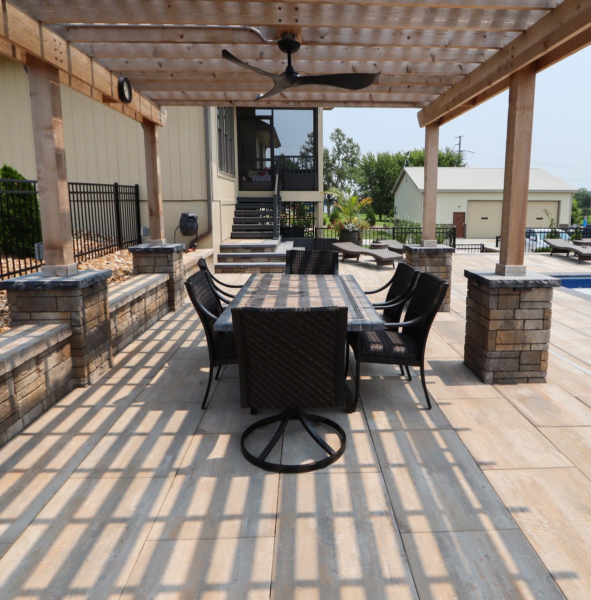 Build for summer days ahead. A custom paver patio, fiberglass pool, and pergola built for gathering — creating the perfect setting to bring everyone to the table.

#outdoorliving #luxuryliving #fiberglasspool #fiberglasspool #kansascityliving
