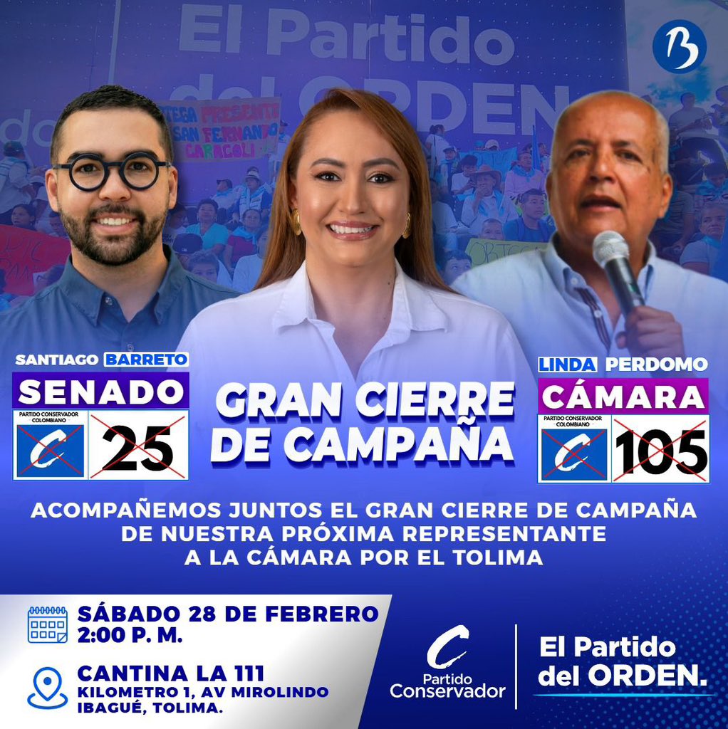 #SomosC105 Linda Perdomo a la Cámara de Representantes. 

#SantiagoBarretoC25 senador 

Los esperamos !!