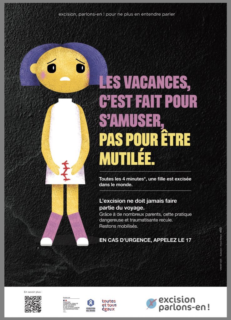 Message à tous les africains qui viennent défendre les mutilations génitales dans les commentaires sous ce tweet. 
Sachez que tant que vous importerez vos pratiques barbares en France on ouvrira notre gueule. Tant que je verrais ce genre d’affiche dans mon pays je l’ouvrirai.