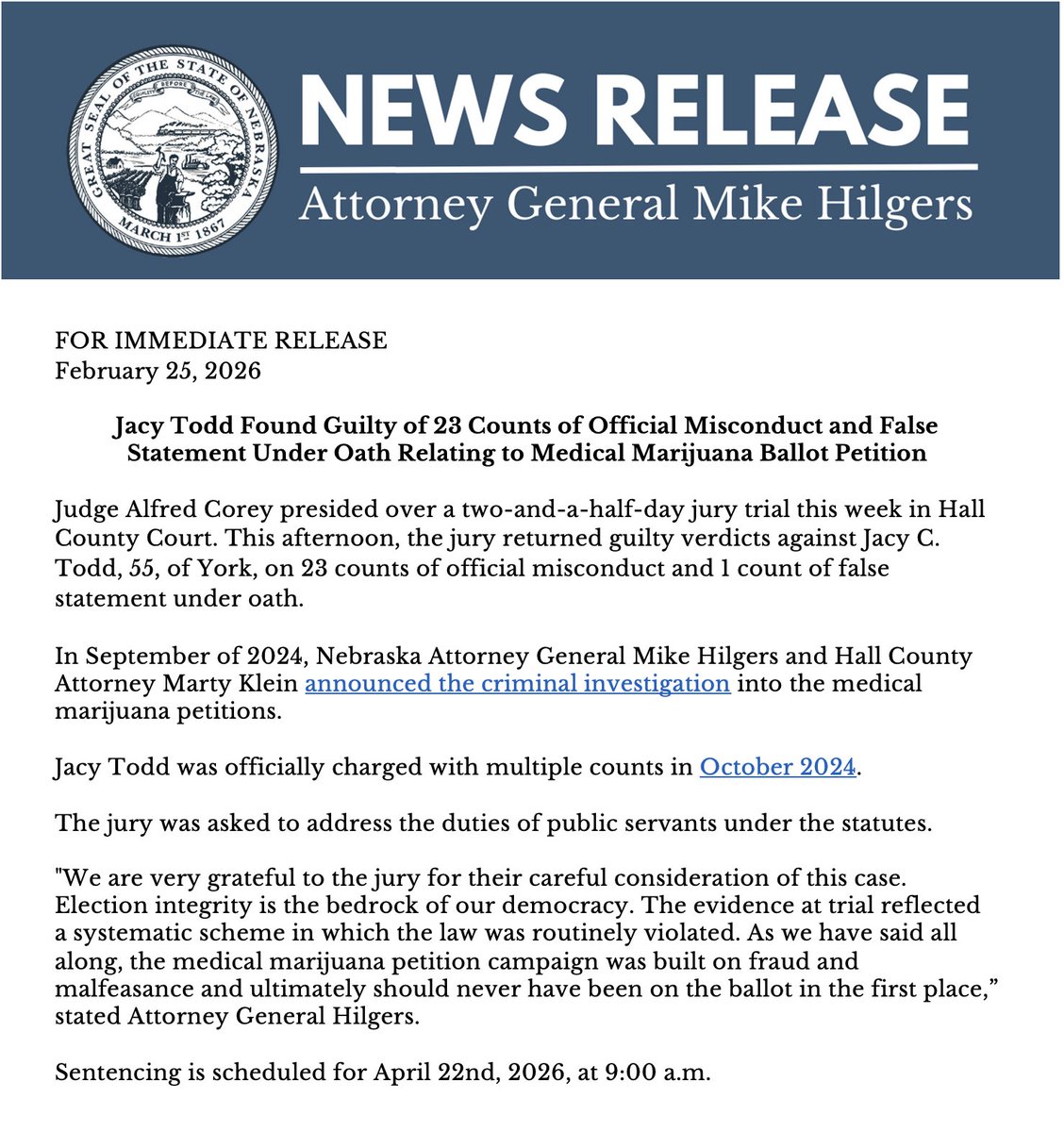 Nebraska Attorney General Mike Hilgers tweet media
