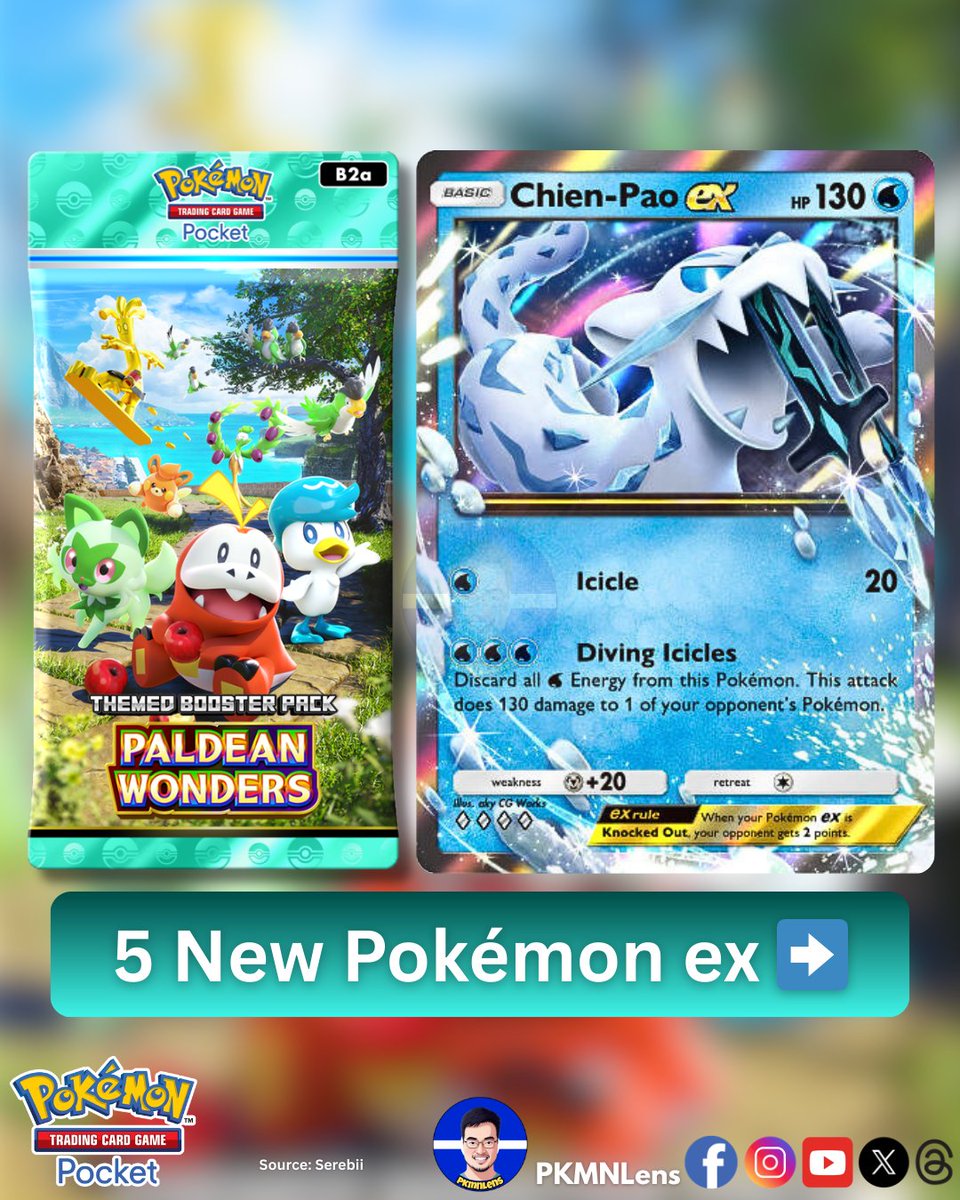 All new Pokemon ex from Paldean Wonders in Pokemon TCG Pocket! The