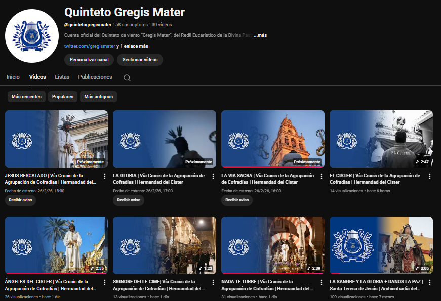 #suenagregismater : Durante estos días en #YouTube se están publicando las diferentes piezas interpretadas en el <a href="/agrupacioncor/">Agrupación de Hermandades y Cofradías de Córdoba</a> presidido por la imagen de Nuestro Padre Jesús de la Sangre ( <a href="/hdadlasangre/">Hermandad del Císter</a> )

youtube.com/@quintetogregi…

⬆️ LINK DIRECTO AL CANAL DE YOUTUBE  ⬆️