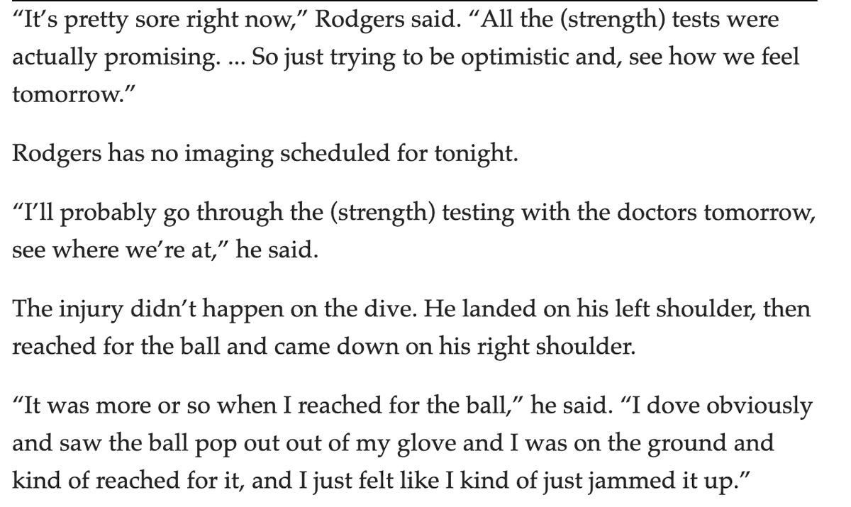 sportz_nutt51's tweet image. Brendan Rodgers has an injured shoulder.

#FunnellVision

masslive.com/redsox/2026/02…