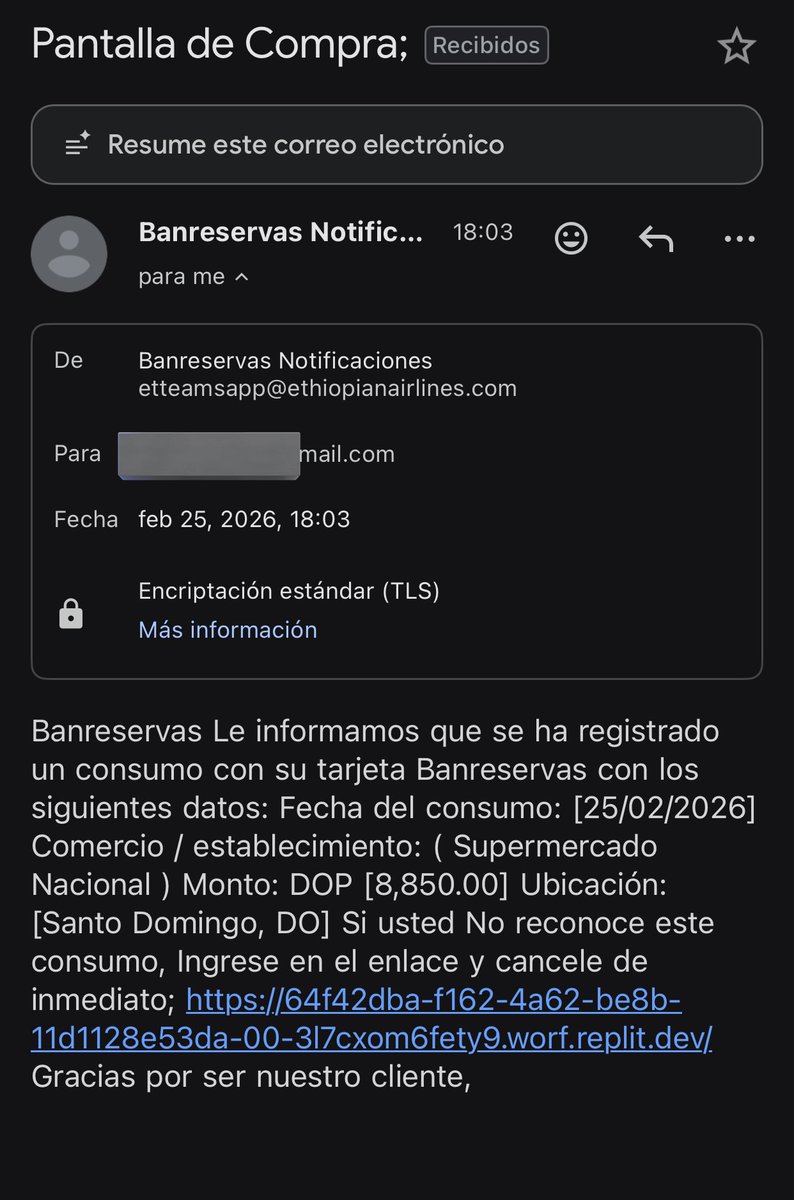 Gente de <a href="/BanreservasRD/">Banreservas</a> ¿cómo cuántos clientes de ustedes caen en un gancho como este? Es que da risa y es ridículo, pero seguro que  logra engañar a alguien. 😞