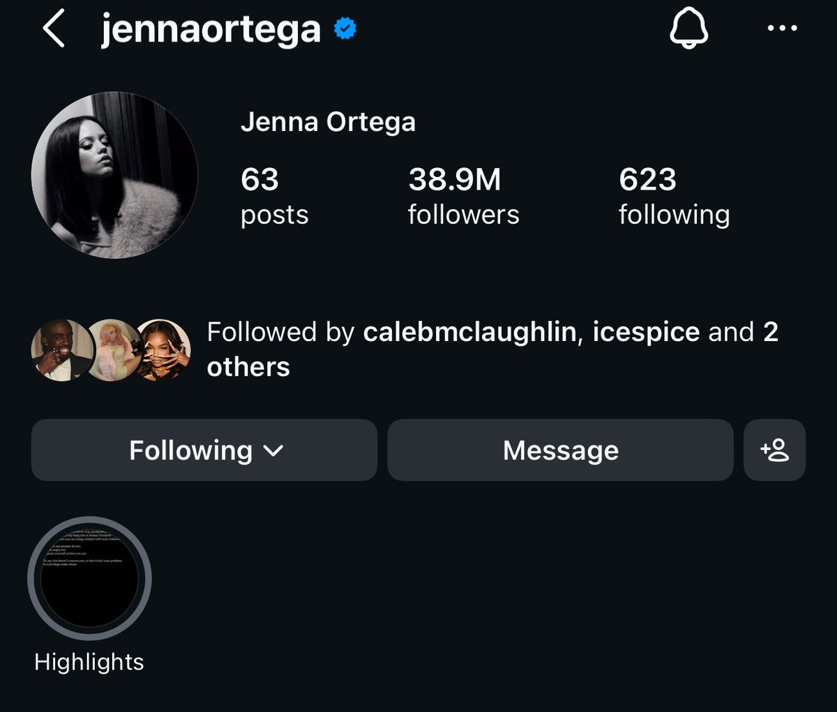 calebshooter's tweet photo. Caleb being the only male cast member that Jenna Ortega follows on Instagram? I need these two in a project now !!! https://t.co/Fh5ST19rpp