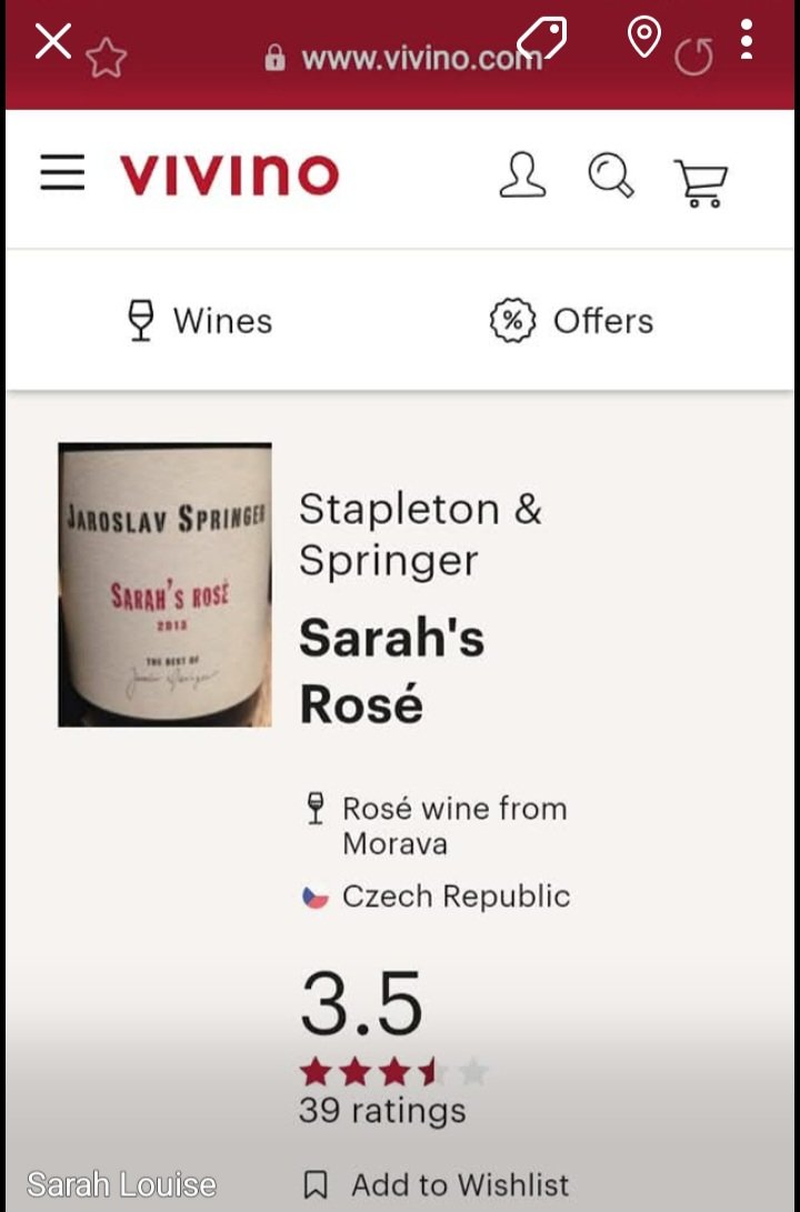 When I lived in Prague...there happened to be a wine called Sarah's Rose...never been able to find it or have it imported to the UK..I wanted it for my 40th back in September but failed...any help, grately appriciated #rufc #Czechiawine 🇨🇿