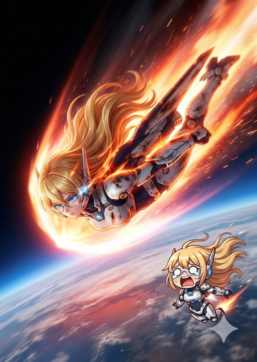 moke2ossc's tweet image. Space Guardian – Type: Orbital Reentry
大気圏再突入　─帰還─

#MadeWithAI #aiArt 弐代目写楽星
NanoBananaPro / Text2Image