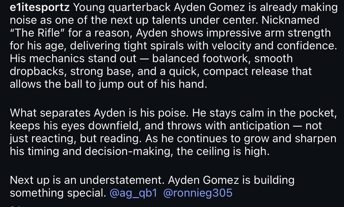 Ayden ‘AG’ Gomez QB '30 tweet media