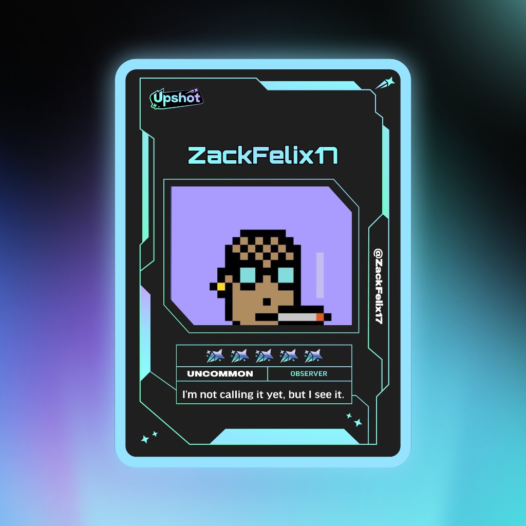 ZackFelix17's tweet photo. Just ripped my Predictor Card!

Ready to claim instant cash prizes, free packs and more.

Welcome to Prediction Play on @upshot_cards

Your turn
https://t.co/0NRHjn8WA1 https://t.co/visC46A3BW