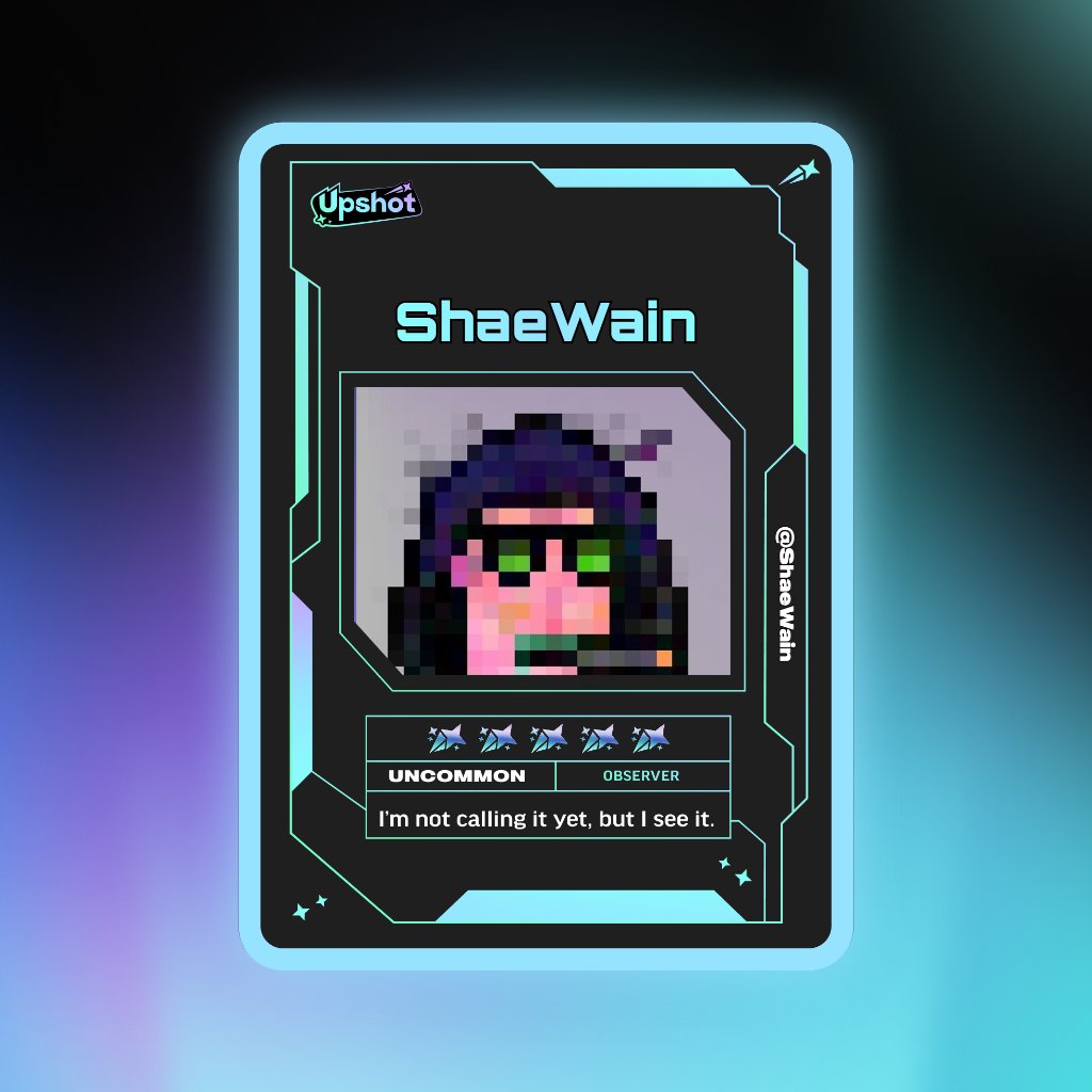 ShaeWain's tweet photo. Just ripped my Predictor Card!

Ready to claim instant cash prizes, free packs and more.

Welcome to Prediction Play on @upshot_cards

Your turn
https://t.co/jz3G1aRPk3 https://t.co/OKpxUXnVm7