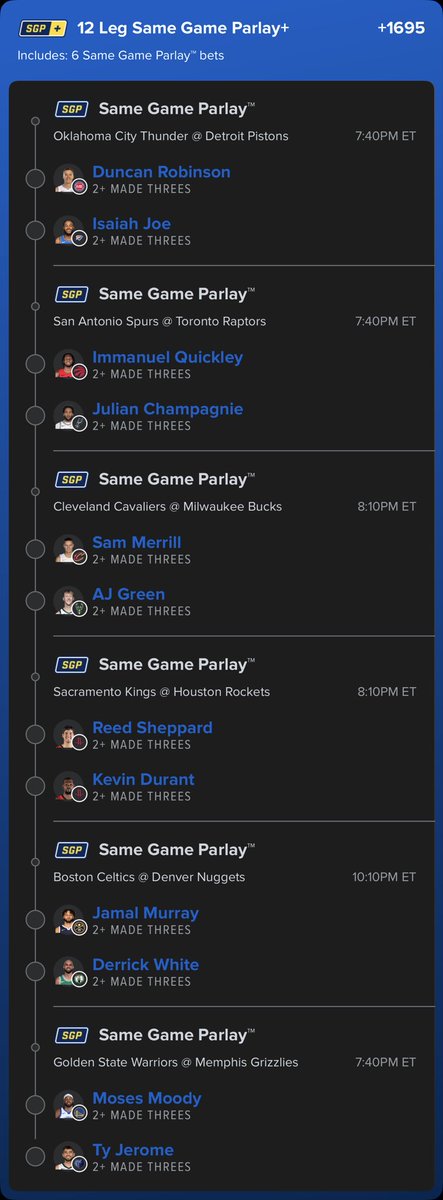 SMS_BETS's tweet photo. +1695 🏀🏀
NBA 3 POINT LOTTO
#NBA #3Pointers #NBALOTTO
@Playbook https://t.co/XxiE5Acjkg