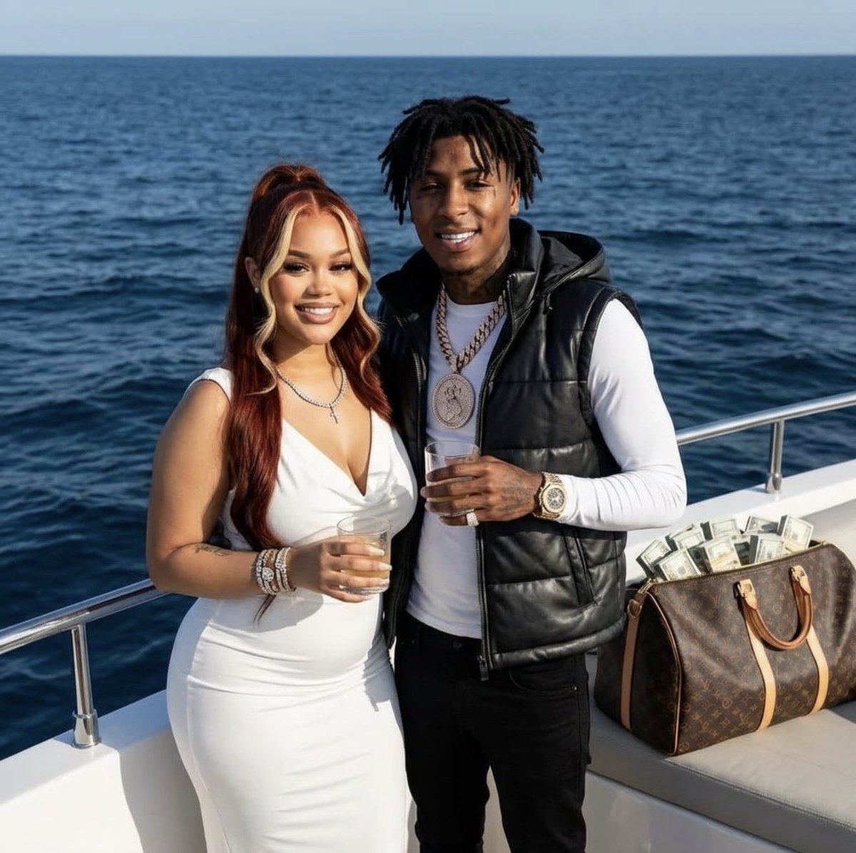 SinceDayyOne's tweet image. It stings that Jania Meshell &amp;amp; NBA Youngboy fumbled the ball on each other bc I honestly feel like Jazlyn Mychelle could have been a better fit for someone like Dejounte Murray 😮‍💨 to say they’re over one another is an understatement, Congratulations to Jazlyn tho, The Wife 💍