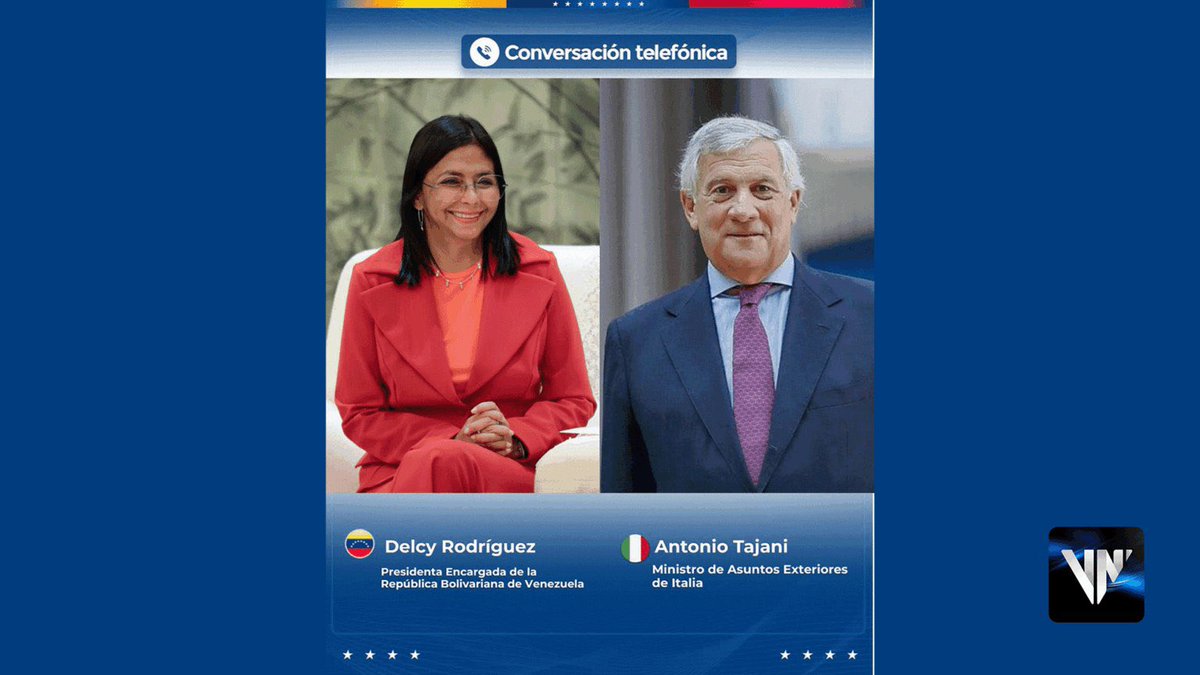 andre_ro162008's tweet photo. Presidenta (E) Delcy Rodríguez sostuvo conversación telefónica con el canciller italiano Antonio Tajani para profundizar cooperación bilateral

#bbvipks4 #margeliters #sstvi #JASPER #الكويت_الاردن https://t.co/qfGPVkLW7l