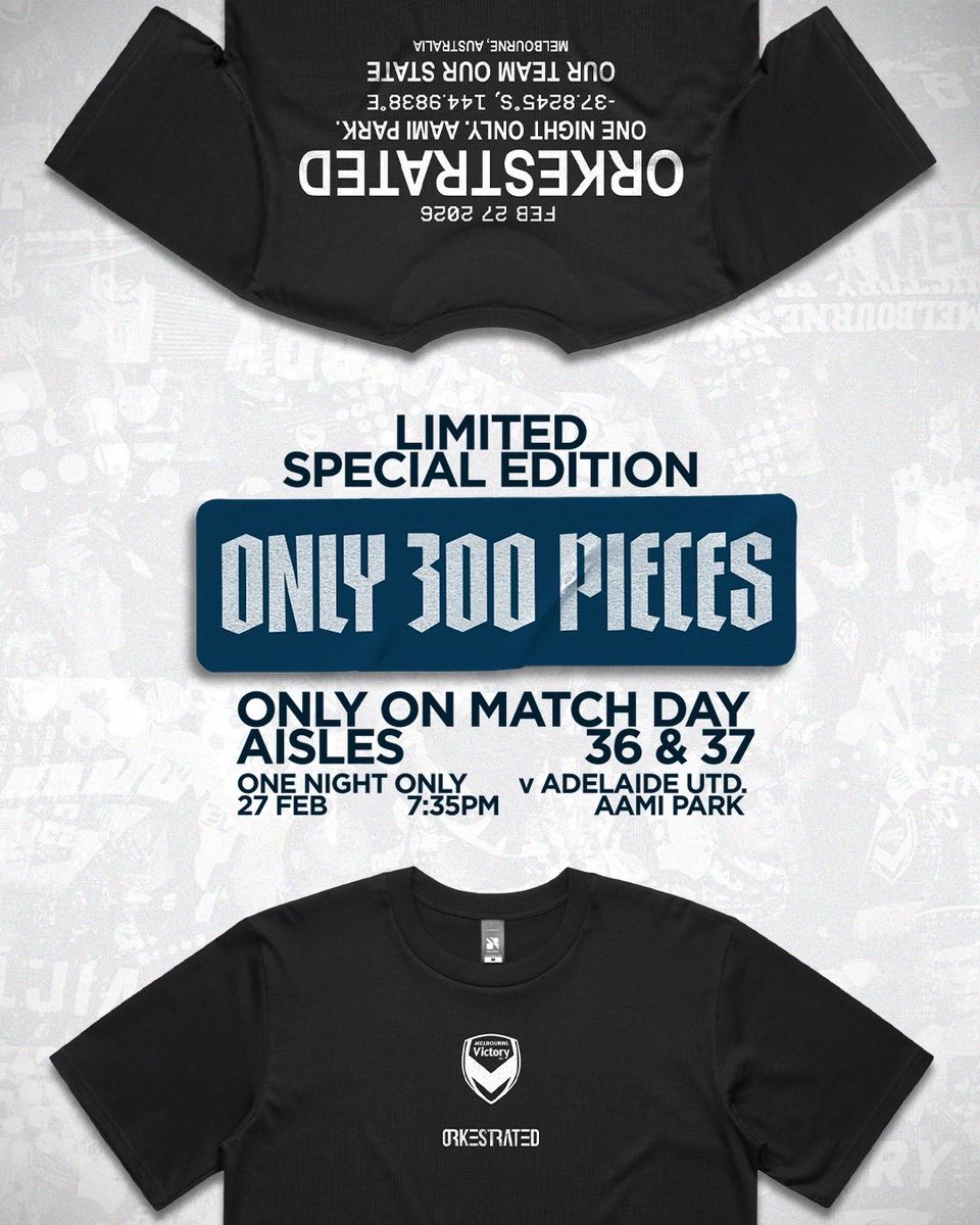 Event so big we put it on a t-shirt 🦾

👕 Limited Edition: Only 300 pieces 
🏟️ Only available at AAMI Park on Match Day
📍 Located at Aisles 36 &amp; 37

🎟️ bit.ly/4aZnqQK