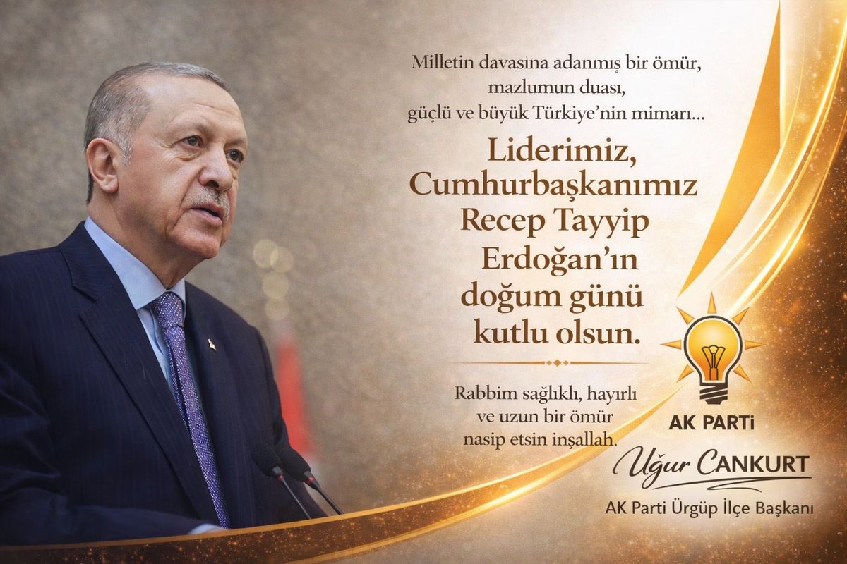 Liderliğiyle ülkemize çağ atlatan, ömrünü milletine ve bu kutlu davaya vakfeden dünya liderimiz, Recep Tayyip Erdoğan…

Rabbim sağlıklı, hayırlı ve bereketli nice yıllar nasip etsin.

#NiceYıllaraReis  <a href="/RTErdogan/">Recep Tayyip Erdoğan</a>