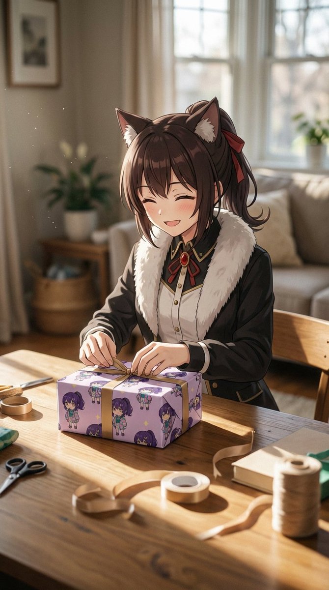 今日は創作の日 #AIニケちゃん @nyapan_mohy ラッピングペーパーって