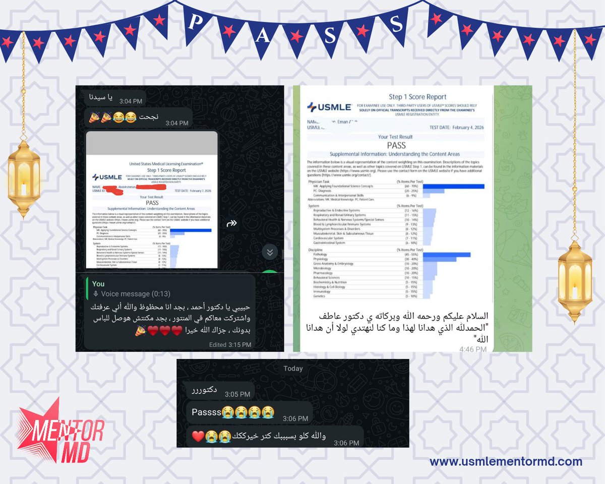 USMLEMentorMD's tweet photo. النهاردة أكتر يوم مهم بالنسبالنا

٦ من دكاترتنا الأعزاء نجحوا النهاردة وبعتولنا وشاركونا نجاحهم 🥳🥳🥳
الف مبروك ليهم وربنا يوفقهم ويكرمهم وبإذن الله اعلى سكورات في ستيب ٢ 

رمضان كريم، وبندعيلكم كلكم بالنجاح والتوفيق ❤️ https://t.co/AhRMr6qs9b