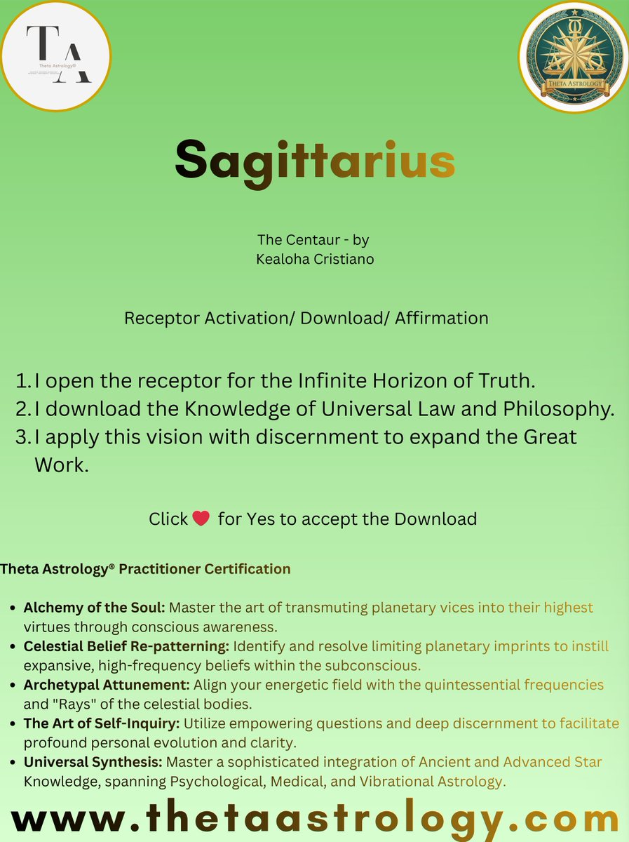 ThetaAstrology's tweet photo. Reclaiming the Cosmic Blueprint (Part 3)
The stars are not just distant lights; they are the architects of our subconscious.

Welcome to Theta Astrology®, where we bridge the gap between ancient celestial wisdom and modern hypnotherapeutic transformation. Our mission is to help you move beyond the surface-level personality of the Zodiac and into the Quintessential Energy of the stars—allowing you to apply divine discernment to the Great Work of your life on Earth.

Begin Your Initiation

To help you create the necessary receptors for this high-frequency knowledge, we are offering Free Planetary Downloads right here on our social media. These transmissions are designed to help you resonate with the pure frequencies of the celestial bodies, clearing the path for deeper insights.

Visit & Follow us on Instagram & Facebook, many other downloads (related to the Planets) are available.

Deepen Your Mastery

For those ready to integrate these codes into their physical and financial reality, we invite you to explore the specialized archives of the Theta Star Code series:

For Abundance & Prosperity: Discover Theta Astrology® Book III — Theta Star Code: Cosmic Architecture of Abundance. This work provides a comprehensive system for aligning your financial field with the Milky Way’s infinite flow, addressing limiting beliefs around wealth and success.

For Wellbeing & Vitality: Explore Theta Astrology® Book IV — Theta Star Code: The Quintessence of Celestial Health. A deep dive into medical and vibrational astrology, this book offers a complete list of downloads to harmonize your physical body with the healing rays of the cosmos.

Books Available on: Amazon and Google Play Books, or check our online store.

The Great Work begins with a single receptor. Are you ready to tune in?

✨ Visit https://t.co/CLnMxunV7G to learn more.