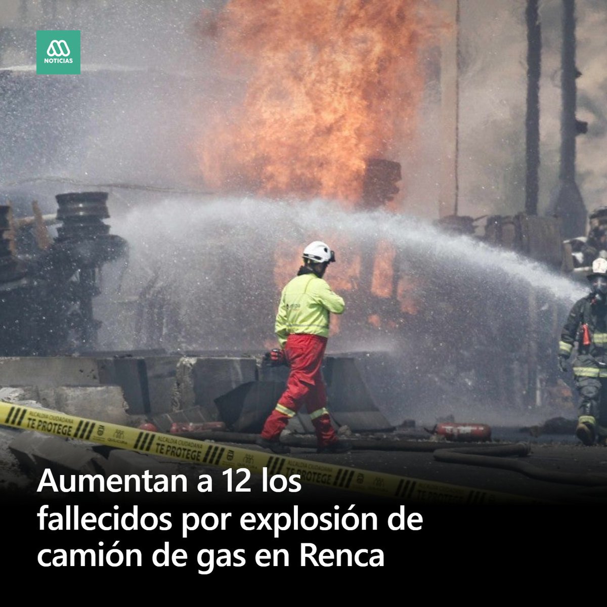 meganoticiascl's tweet photo. Este miércoles se confirmó un nuevo fallecido a causa de la explosión de un camión de gas, registrada el pasado jueves en Renca, Región Metropolitana. De esta forma, la cifra total de víctimas fatales por la tragedia asciende a 12 personas. https://t.co/B2t4NTcxud