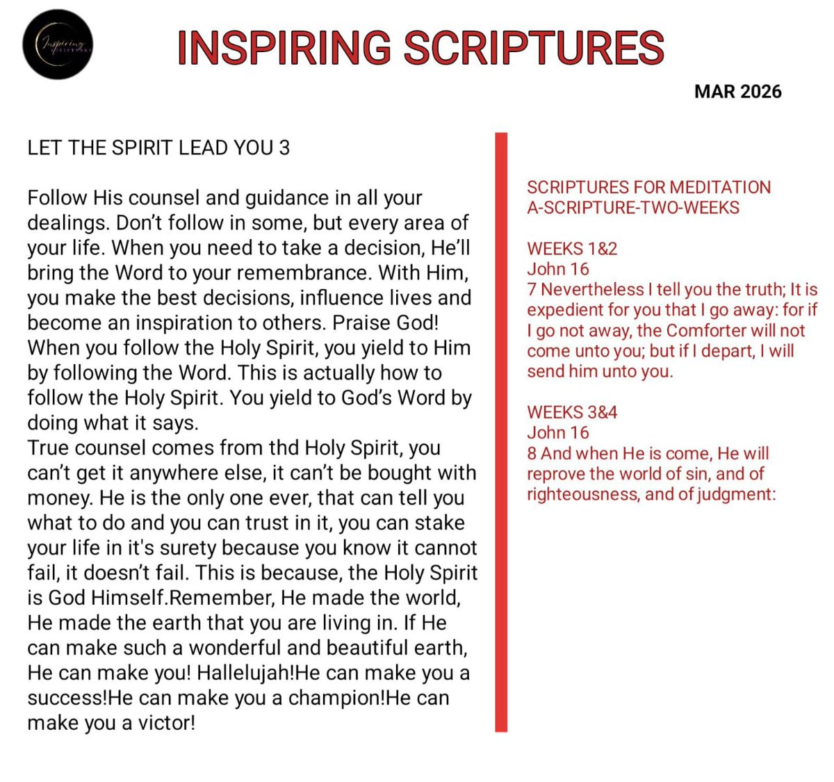 InspiringScrip1's tweet photo. Scriptures For Meditation - March 2026
#inspiringscriptures #scripturesformeditation https://t.co/1ivc17IxPH
