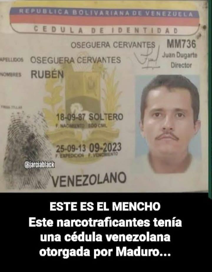 En Venezuela🇻🇪 desde que ese resentido social llamado Hugo Chávez llegó a la presidencia por vía democrática nos jodimos, porque algo que se ha venido denunciando, hoy comienzan a salir los soportes. Ahora resulta que hasta el abatido delincuente capo del narcotrafico mexicano