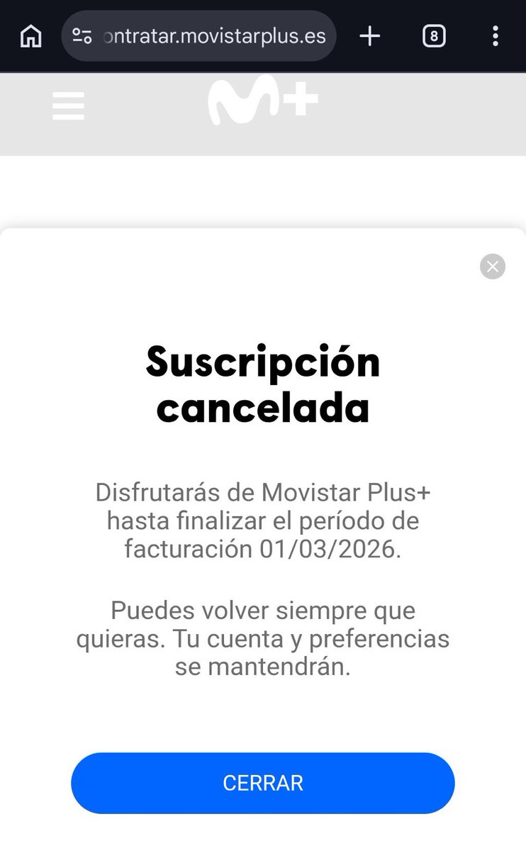 <a href="/elmundoes/">EL MUNDO</a> Enhorabuena, <a href="/MovistarPlus/">Movistar Plus+</a> y <a href="/movistar_es/">Movistar España</a> Acabáis de conseguir un suscriptor menos.