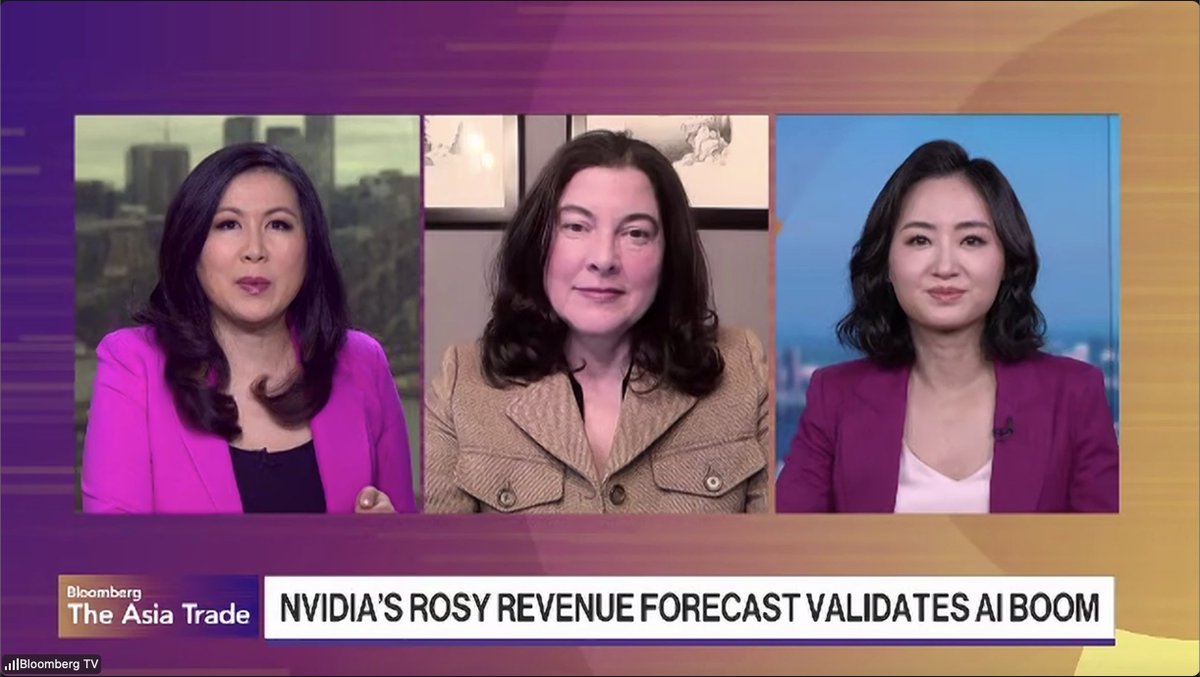 MaribelLopez's tweet image. Not surprised to see @nvidia  blowing the doors off its earnings. I had a chance to talk about the shifts in AI and $NVDA with @BloombergTV. Jensen says compute and Inference equals revenue for customers because agents use tokens that drive value. MYPOV: #AI #chips and hardware
