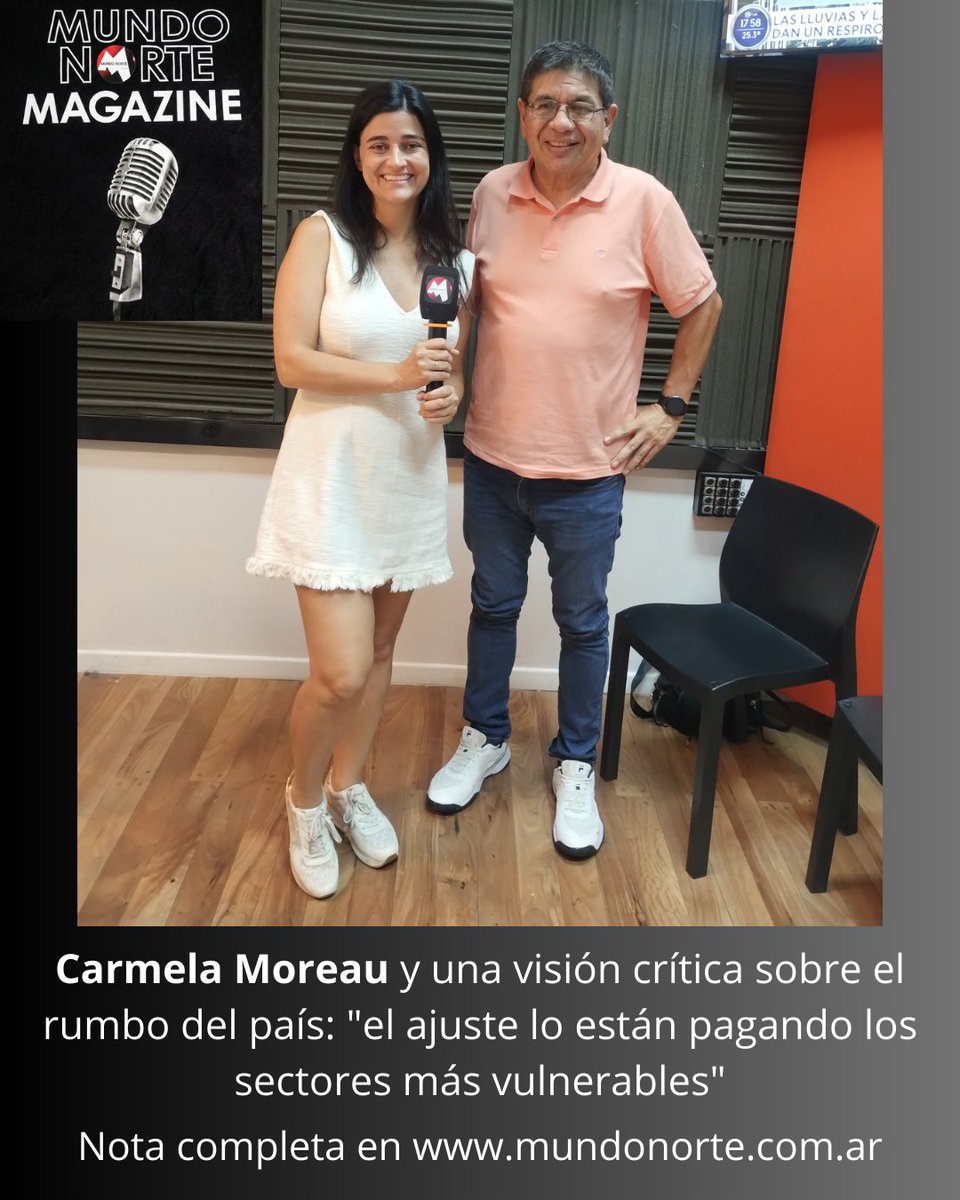 Carmela Moreau y una visión crítica sobre el rumbo del país: "el ajuste lo están pagando los sectores más vulnerables"
mundonorte.com.ar/2026/02/carmel…

#políticaargentina #carmelamoreau #economía #actualidad #entrevista <a href="/CarmelaMoreauOk/">Carmela Moreau</a> <a href="/fmsimpho/">Radio Simphony 91.3</a>