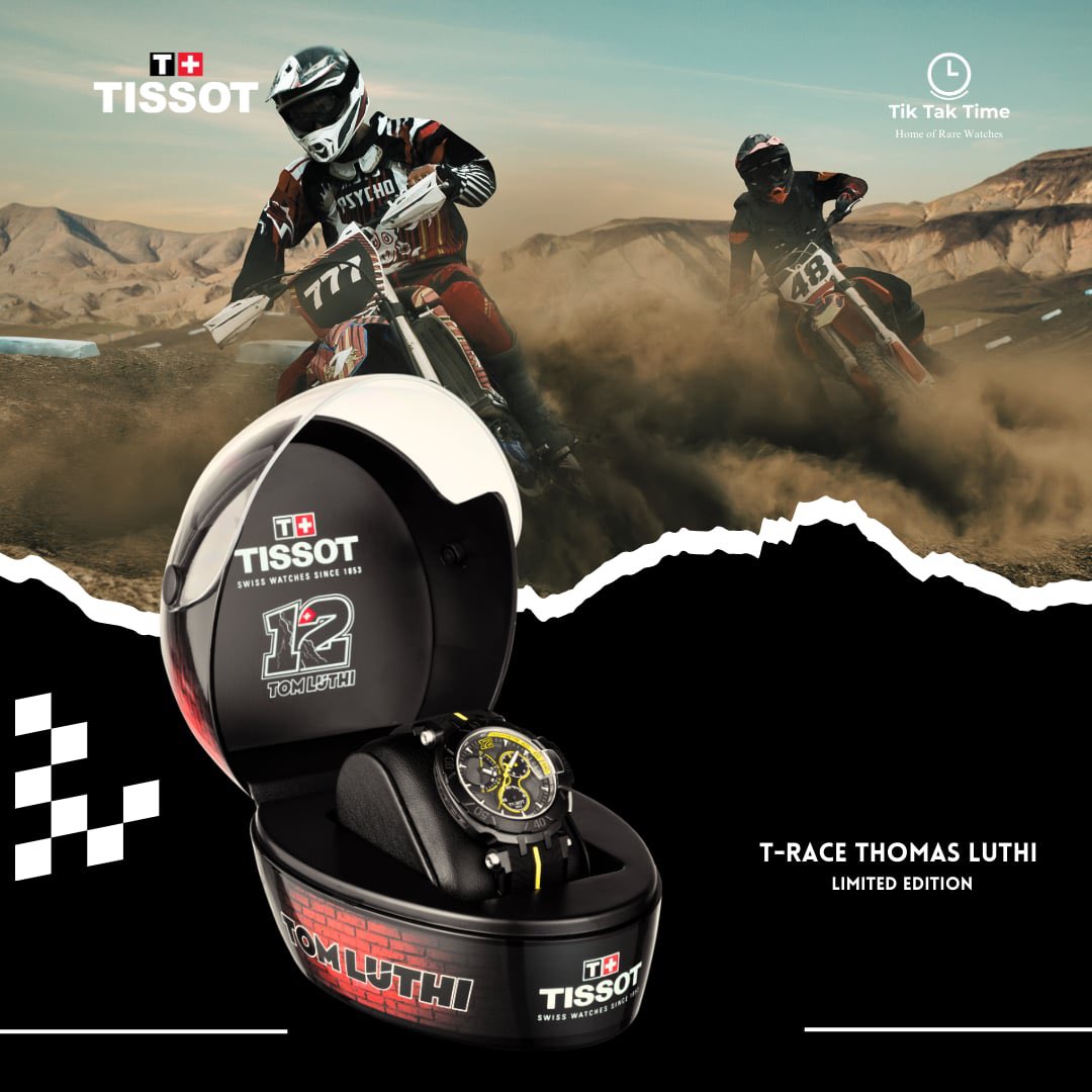 TiktaktimeInfo's tweet photo. 🏍️ Celebrate speed and style with the TISSOT T-Race Thomas Lüthi Limited Edition Watch (T092.417.37.067.01)! With a striking black dial and precise Swiss quartz movement, this watch is perfect for motorsport fans and collectors. ⌚🔥 

#Tissot #ThomasLuthi #Tissotwatches https://t.co/jgVNyIy4lN