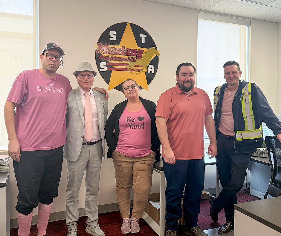 MustangFreight's tweet photo. Today, we’re wearing pink as a reminder that how we treat each other matters.💗 #PinkShirtDay https://t.co/Y5mrnFfn2p