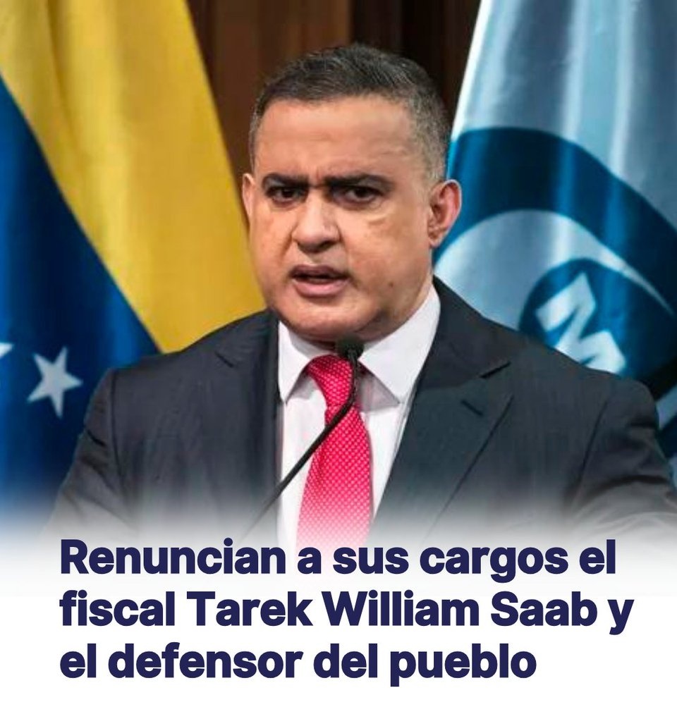 #ATENCION

Renuncia el fiscal de la tiranía chavista Tarek William Saab.  Sacrificado por Delcy Rodríguez y la presión del presidente Donald Trump.