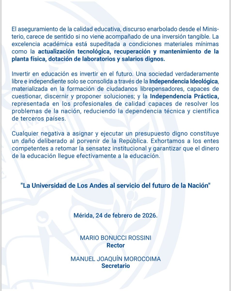 #Remitido del CU de la #ULA: El presupuesto universitario como inversión transparente y soberana 
#UniVe #Venezuela #Mérida #Táchira #Trujillo