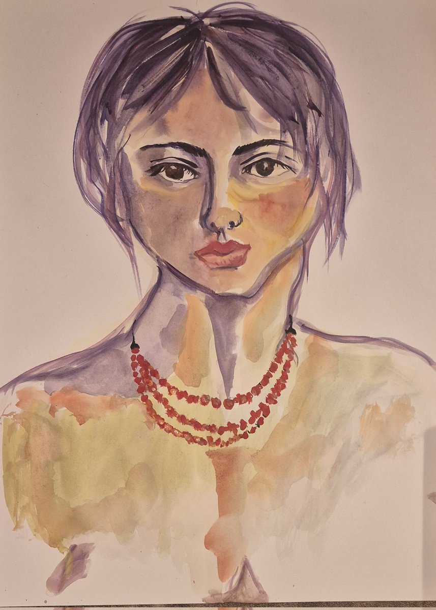 EdithFaraut's tweet photo. #Haiku tardif
​Corail son collier, 
Je passe du rouge au violet, 
Sans percer son secret

#portrait #modèle vivant #myart https://t.co/IqiJ2bnMQ0