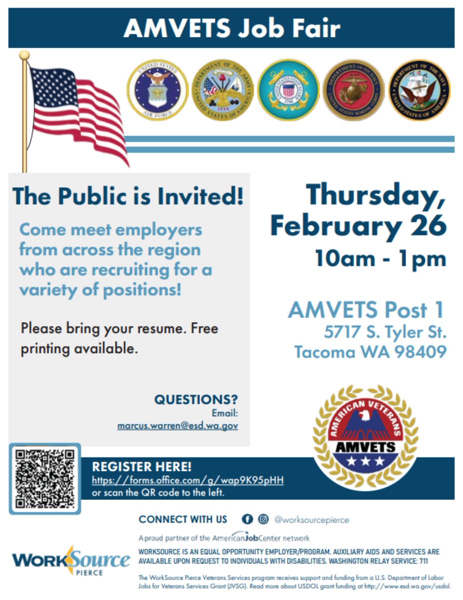 Cencom911's tweet photo. We’ll be there today—stop by and say hello at the AMVETS job fair! We’d love to see you.

#FirstResponders #Kitsap911 #AlwaysReady https://t.co/Z7EonvhkIq