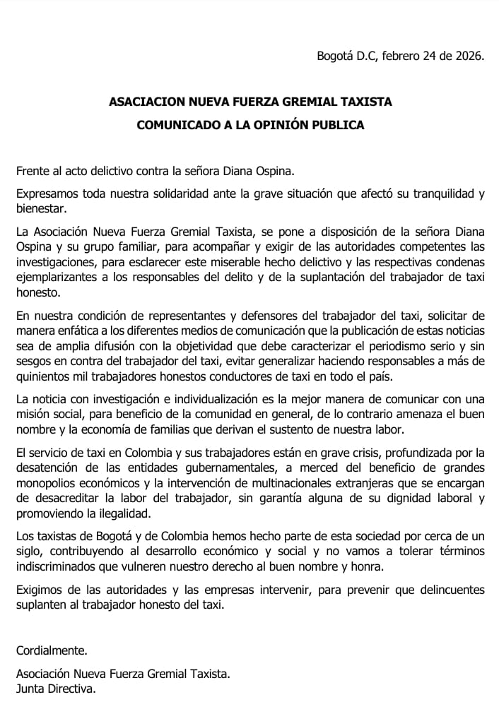 COMUNICADO A LA OPINIÓN PUBLICA <a href="/CanalRCN/">Canal RCN</a> <a href="/CaracolRadio/">Caracol Radio</a> <a href="/BluRadioCo/">BluRadio Colombia</a> <a href="/vanedelatorre/">Vanessa De La Torre</a> <a href="/NestorMoralesC/">Néstor Morales</a> <a href="/AlertaBogota/">Alerta Bogotá FM</a>