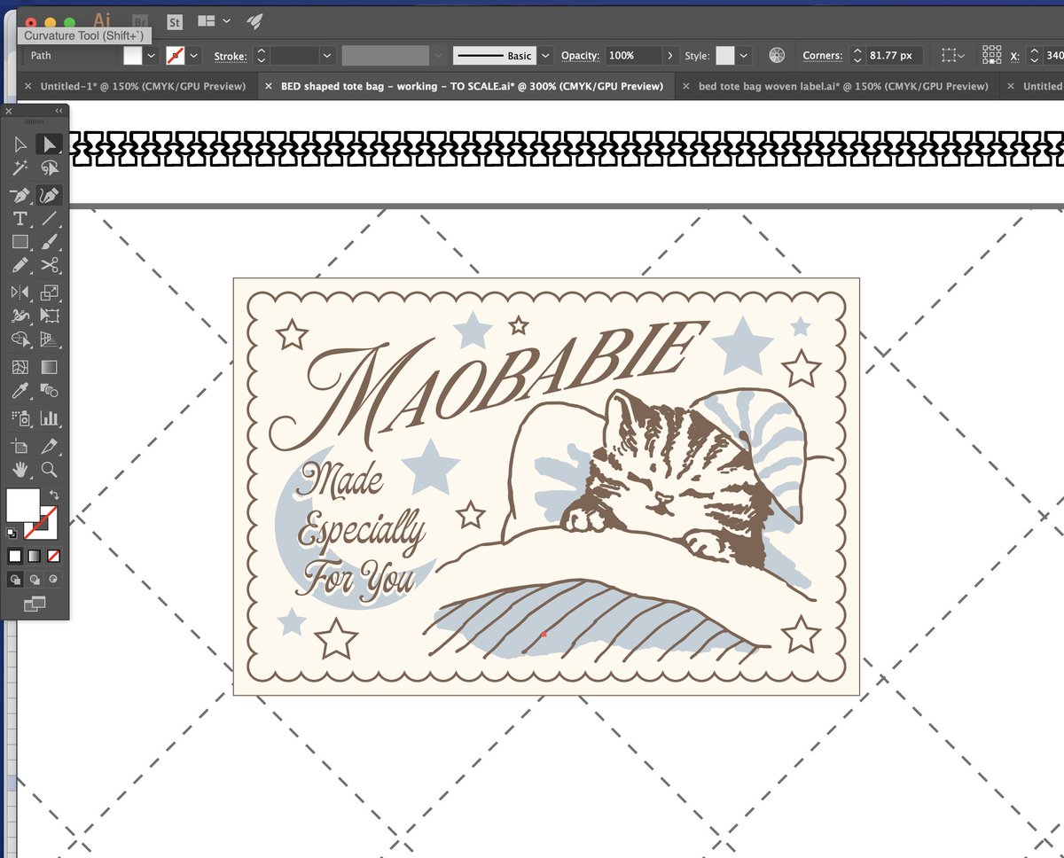 look at label I'm making for a tote bag I'm working on🌙