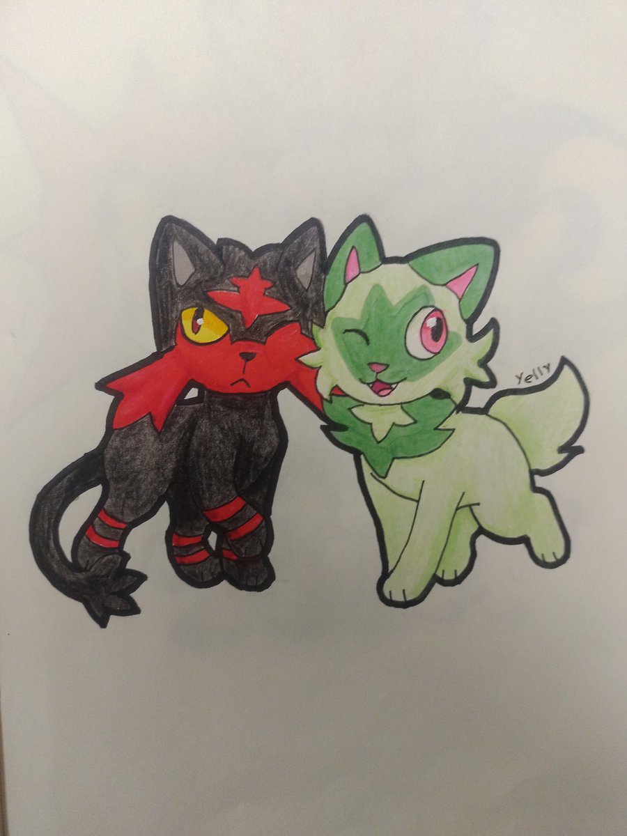 ALotOfRockruffs's tweet photo. Litten and Sprigatito https://t.co/qfWpvY0vde