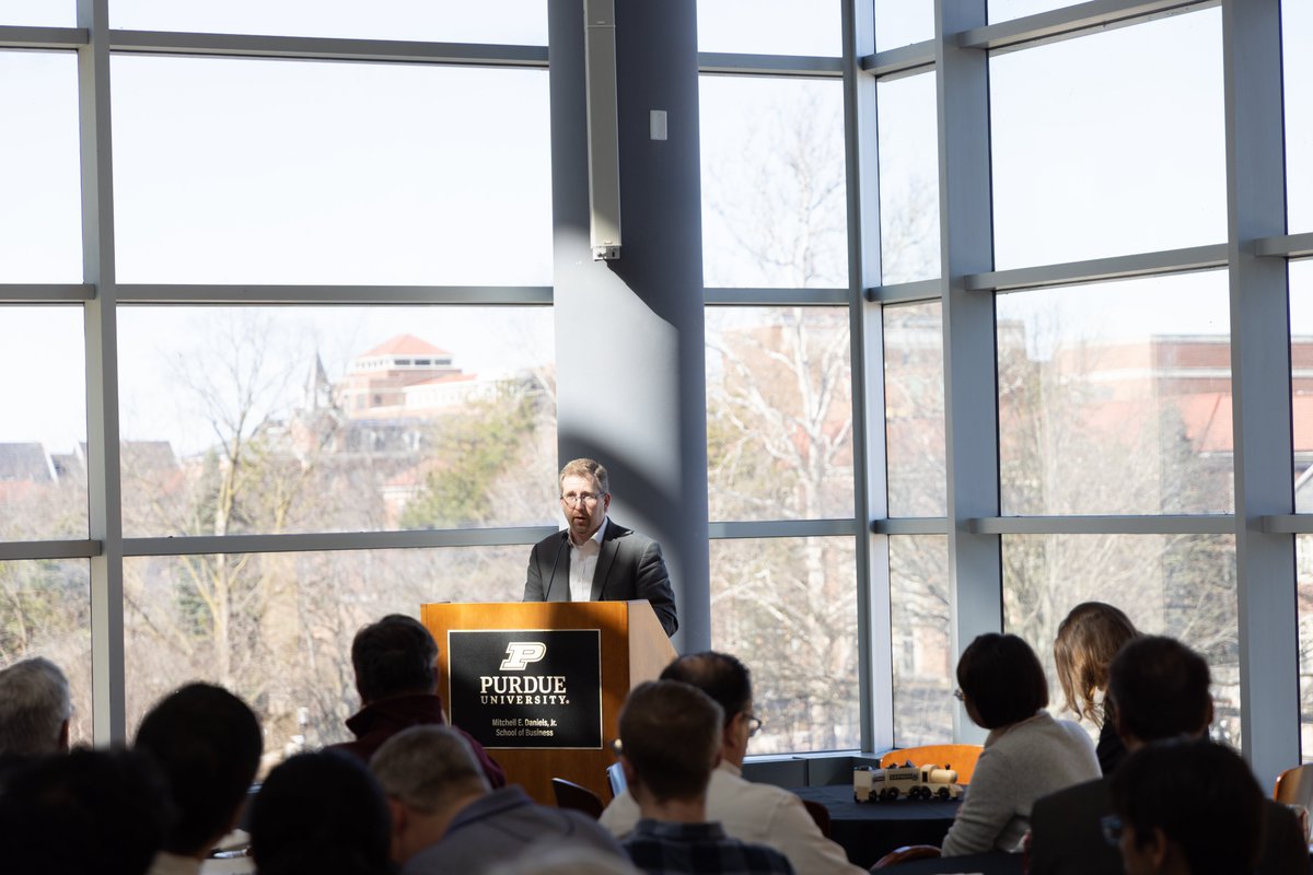 PurduePURCE's tweet photo. We borrowed @PurdueBusiness econ prof Aaron Hedlund from the White House for today's economic policy luncheon. Thanks to Aaron for discussing with the PURCE audience economic analysis in policymaking and the tax policy from the One Big Beautiful Bill Act. https://t.co/eR8nVFCWTR