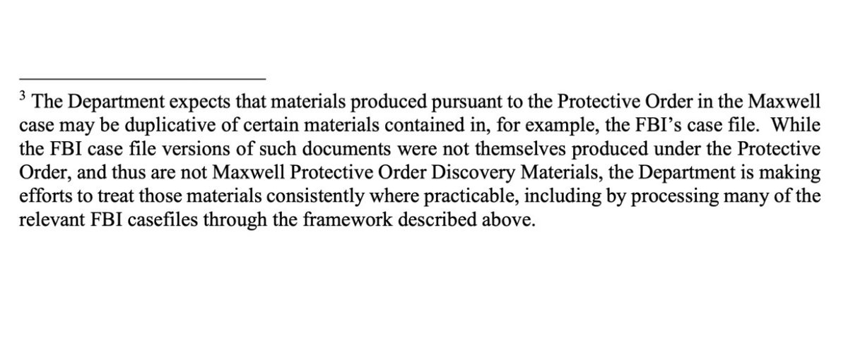 <a href="/DOJRR47/">DOJ Rapid Response</a> Oh the Maxwell documents that you told Judge Englemayer in a prior court statement are actually duplicates of separate records that predate the Maxwell matter and aren’t subject to the Maxwell protective order, but you’re choosing to treat them that way because <no reason given>