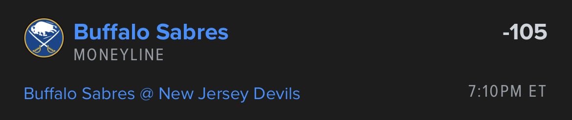Feb 25th

Straight Bet
#NHL Action
-105 Odds / #FanDuel 

• Buffalo Sabres Moneyline