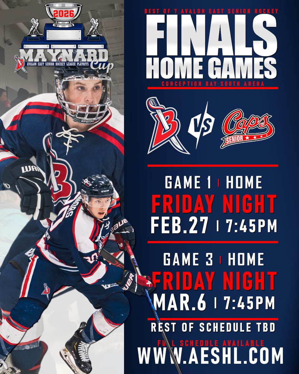 SrBluesHockey's tweet photo. Your Conception Bay Senior Blues are headed to the Avalon East Senior Hockey League finals, and the action starts this Friday night in @TownofCBS !!

Get your tickets before they sell out! Visit https://t.co/Ftvj3QbgFe! https://t.co/6Wlx52fEuG