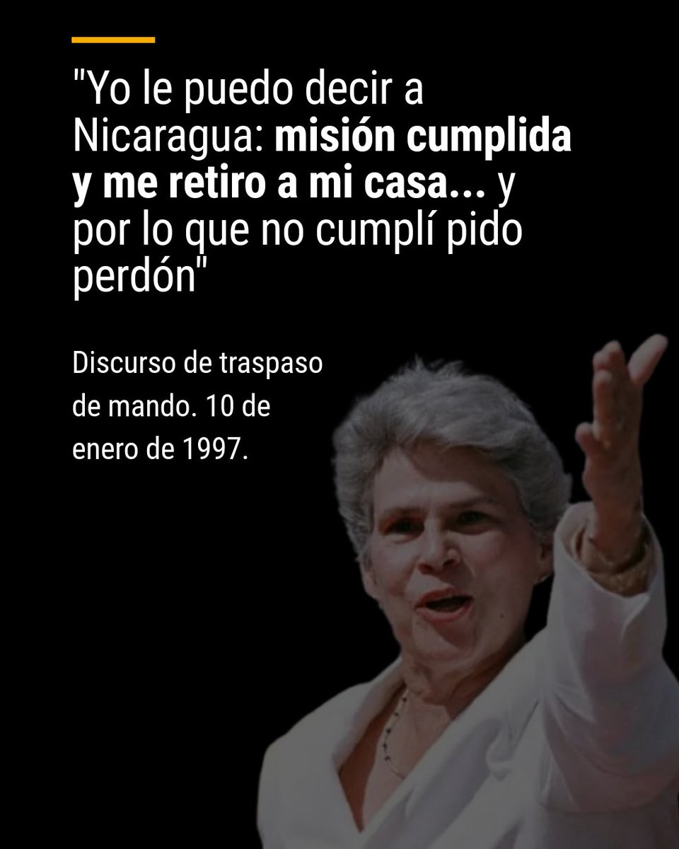 🕊️🇳🇮 | Hace 36 años, el 25 de febrero de 1990, Violeta Barrios de Chamorro fue electa presidenta de Nicaragua, marcando el inicio de la transición democrática. Fue la primera mujer en América Latina en llegar a la Presidencia. 🗳️

📝 Estas son algunas de sus frases. 👇