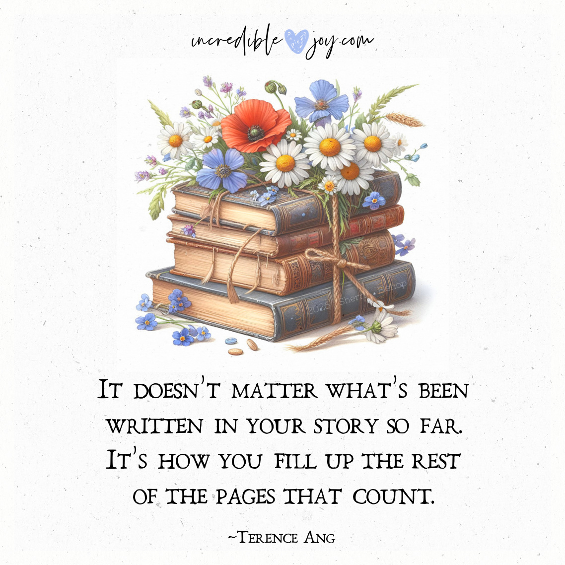 It doesn’t matter what’s been written in your story so far. It’s how you fill up the rest of the pages that count. ~Terence Ang